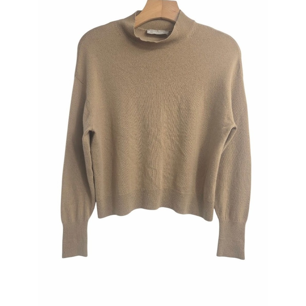 Everlane Womens‎ Small Cashmere Mock Neck Sweater Camel Tan Brown Long Sleeve
